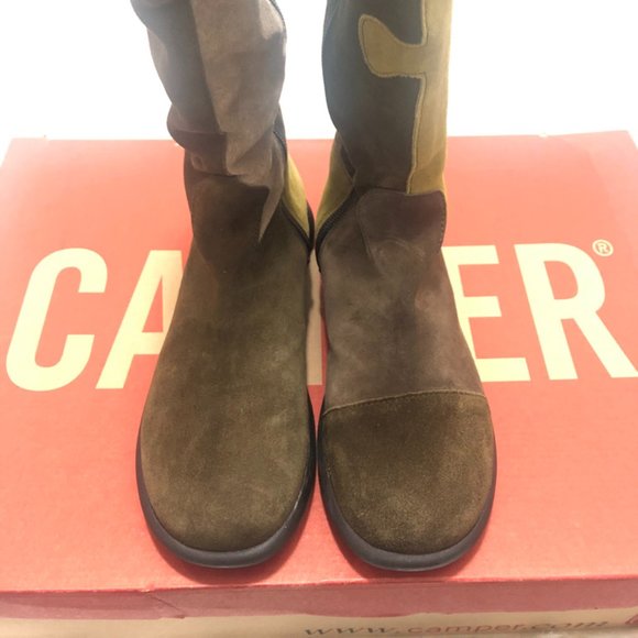 ✨HOST PICK✨ Camper Twins Puzzle Kaki Suede Tall Boots - Size 6 - Picture 4 of 12
